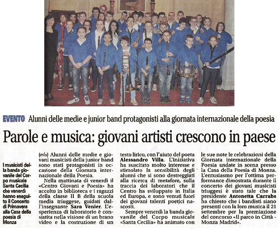 La Casa della Poesia di Monza MONZA IN POESIA 2014 - Il Giornale di Carate  25 marzo