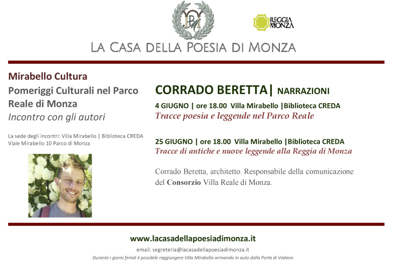 Mirabello Cultura Cultura 4 e 25 giugno 2014  Corrado Beretta, Narrazioni: Tracce poesia e leggende nel Parco Reale
