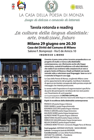 La cultura della lingua dialettale: arte, tradizioni, futuro | Milano 29 giugno ore 20.30 - Clicca per PDF